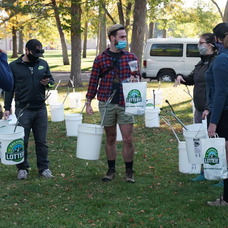 A group of volunteers at the Runyon to the Res cleanup event. Photo courtesy of the Colorado Lottery.