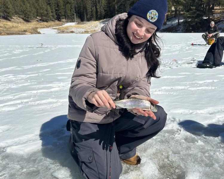 Emma Ice fishing at Staunton State Park